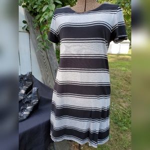 Black and gray striped dress, Size L--EUC